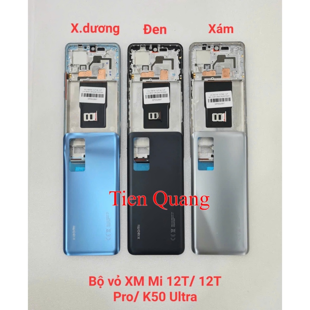 Bộ vỏ Xiaomi Mi 12T / Mi 12T Pro / K50 Ultra (gồm lưng, xương liền viền, phím bấm, kính cam, khe sim) | BigBuy360 - bigbuy360.vn