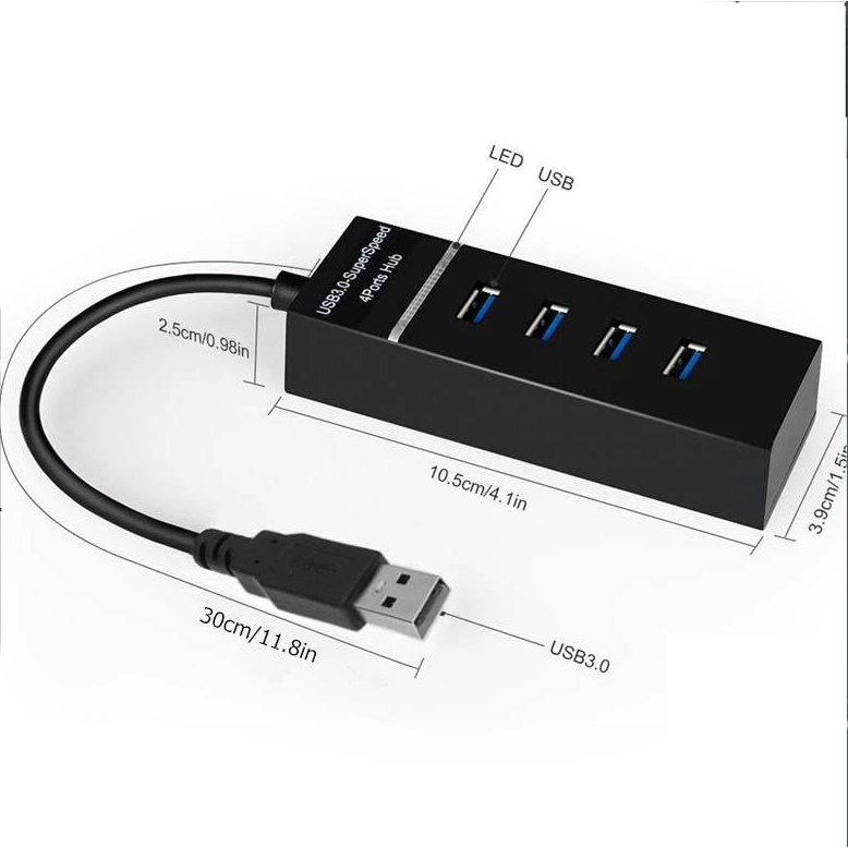 Thiết bị chia usb 1 ra 4 cổng usb 3.0 tốc độ nhanh dây 30cm