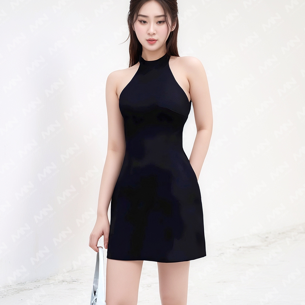 Ảnh Đầm hở lưng dự tiệc thương hiệu Đầm Váy Mina cổ yếm dáng ngắn ôm body quyến rũ trẻ trung - MN253 4