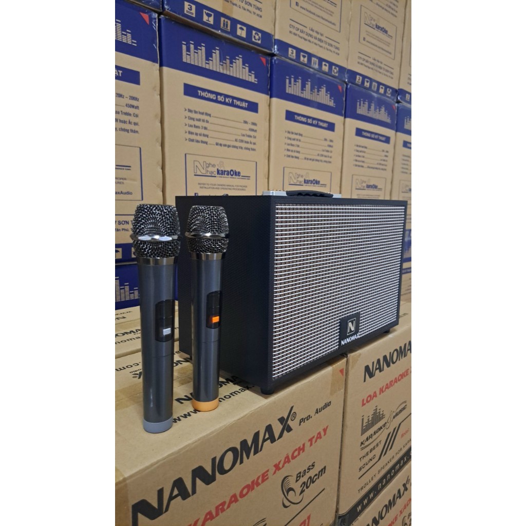 ( TẶNG KÈM 2 MIC ) Loa Kéo Xách Tay Hàng NANOMAX K01 BASS MANH Siêu
