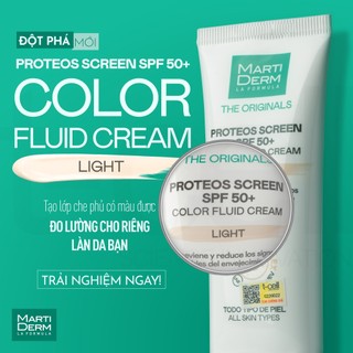 Kem Chống Nắng Làm Đều Màu Da MartiDerm The Originals Proteos Screen SPF50+ Color Fluid Cream (Light) 40ml