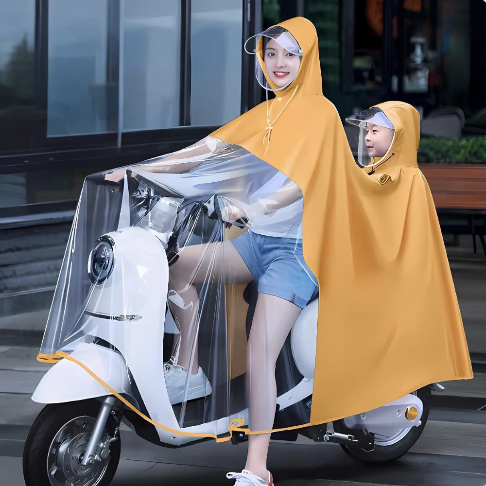 Áo Mưa Nửa Trước Trong Suốt Chất Liệu Dày Dặn Chống Thấm Nước Kèm Kính Chắn Mưa (didooglt )