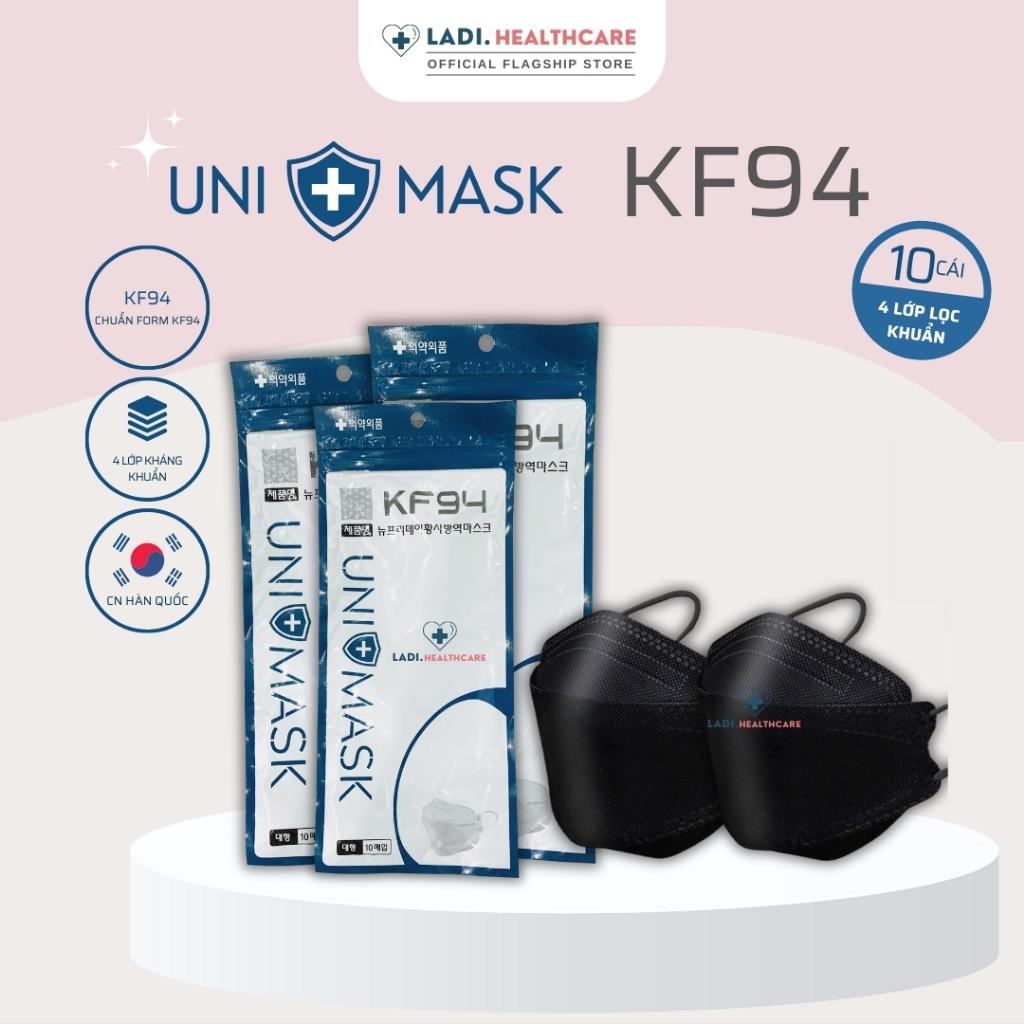 [Thùng 300Cái ] Khẩu Trang KF94 Uni Mask, Khẩu trang 4D kháng khuẩn chính hãng kiểu dáng Hàn Quốc