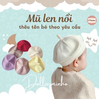(Có sẵn) Mũ Len Nồi Thêu Tên Bé Chất Liệu Len Acrylic Mềm Mại Giữ Ấm Không Kích Ứng Da Cho Bé