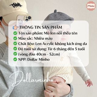 (Có sẵn) Mũ Len Nồi Thêu Tên Bé Chất Liệu Len Acrylic Mềm Mại Giữ Ấm Không Kích Ứng Da Cho Bé