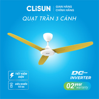 Quạt Trần 3 Cánh CLISUN | Quạt Trần Phòng Khách Tối Giản Hiện Đại Tiết Kiệm Điện QT3C02/DC