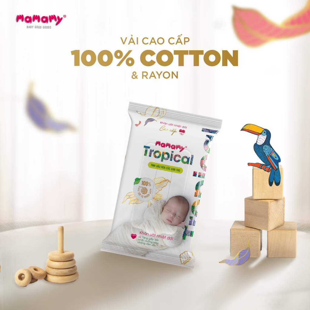 Ảnh Khăn ướt Mamamy Tropical cho mẹ và bé gói 10 tờ tinh dầu cúc vạn thọ, nhỏ gọn, bỏ túi tiện lợi 2