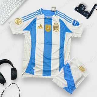 Bộ Quần Áo Bóng Đá Argentina 2024 Quần Trắng