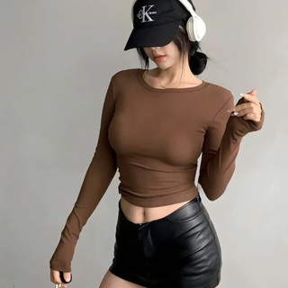 Áo Thun Dài Tay Croptop Ôm Fit Body Cotton Mịn 247store  - Aothun310