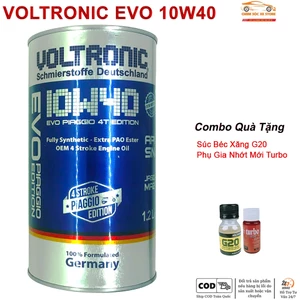 Dầu Nhớt Dành Cho Xe Máy Voltronic Evo Piaggio 10w40 - Dung Tích 1.2L - Tặng Kèm 1 G20 Và 1 Phụ Gia Nhớt Mới