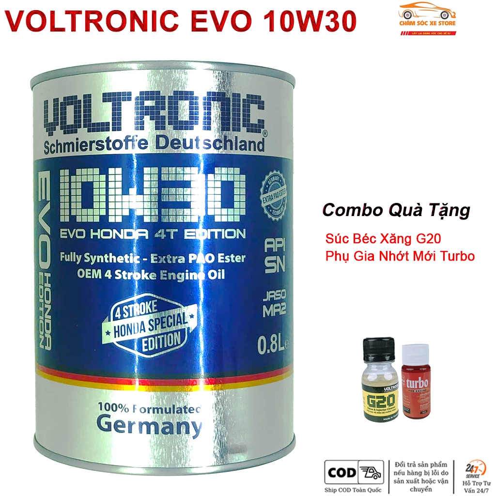 Dầu Nhớt Dành Cho Xe Số, Côn Tay Voltronic Evo Honda 4T Edition 10w30 - Tặng kèm 1 G20 Và 1 Phụ Gia Nhớt Mới Turbo