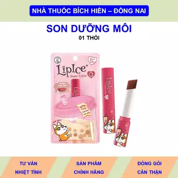 Lipice sheer color 01 thỏi son dưỡng môi hồng cam đất hương trà sữa