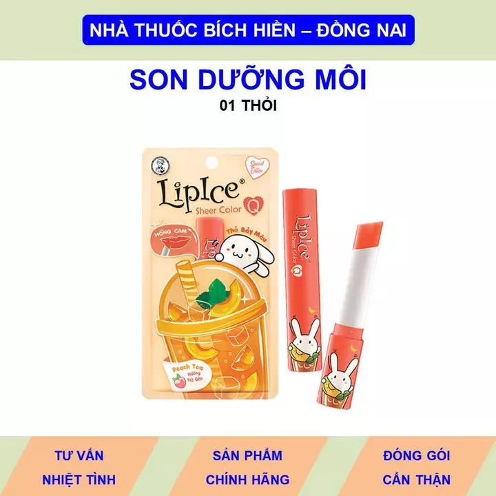 Lipice sheer color 01 thỏi son dưỡng môi hồng cam hương trà đào