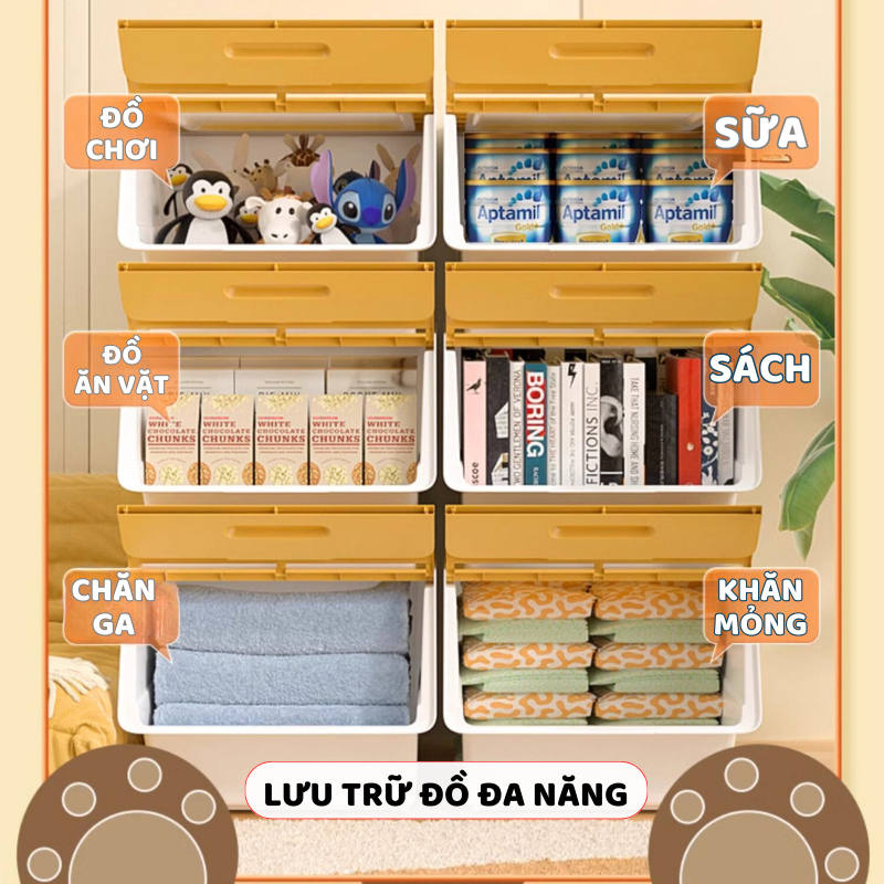 Hộp Đựng Đồ Chơi ENODA HOME Nắp Lật 3 Nấc, Thùng Đựng Đồ Chơi Cho Bé Có Thể Xếp Chồng Q011