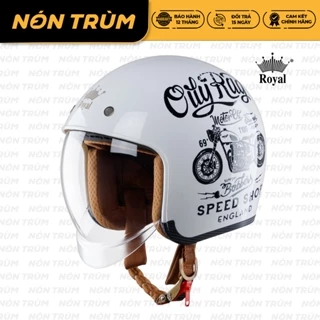 Mũ bảo hiểm 3/4 Royal M139 kính âm V5 trắng đi xe máy chính hãng bảo hành 12 tháng