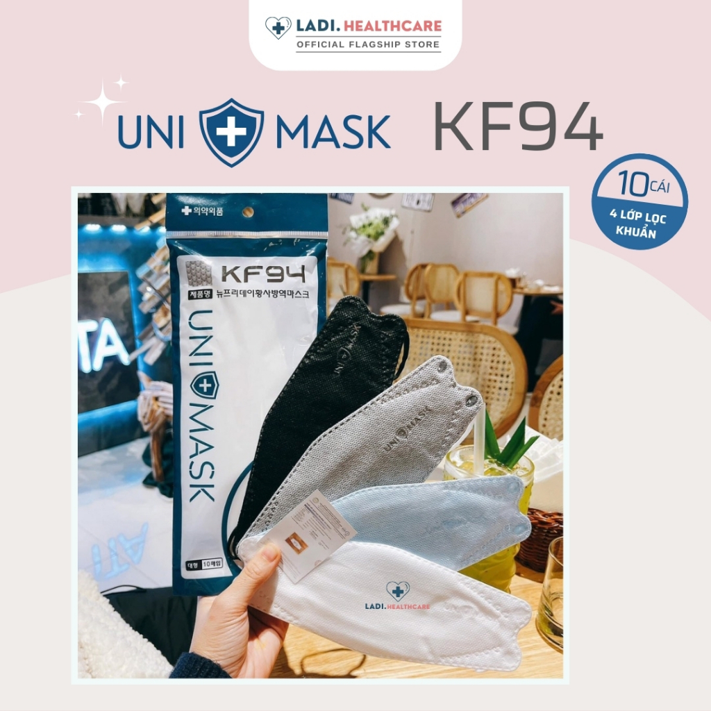 [SET 50 Cái] Khẩu trang KF94 UNI MASK 4 lớp kháng khuẩn, kiểu dáng 4D chống bụi mịn tia uv