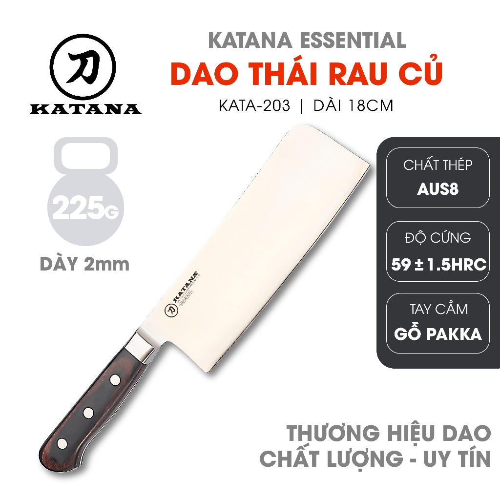 Ảnh Dao Bếp Chính Hãng Thương Hiệu KATANA Essential Tiêu Chuẩn An Toàn Nhật Bản Chống Gỉ - Dao Thái, Dao Chặt và Dao Gọt Tỉa 3