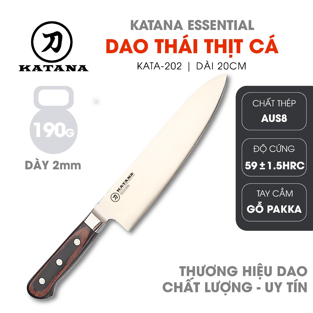 Ảnh Dao Bếp Chính Hãng Thương Hiệu KATANA Essential Tiêu Chuẩn An Toàn Nhật Bản Chống Gỉ - Dao Thái, Dao Chặt và Dao Gọt Tỉa 2