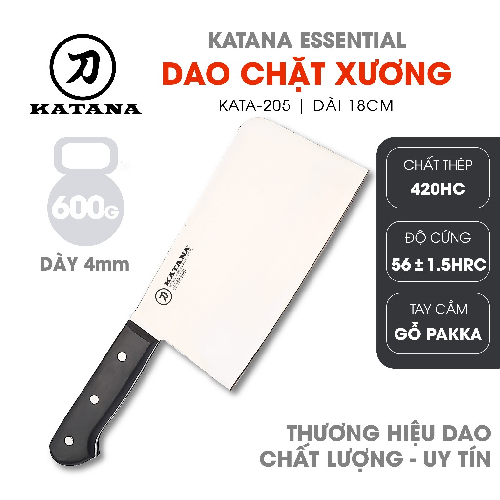 Ảnh Dao Bếp Chính Hãng Thương Hiệu KATANA Essential Tiêu Chuẩn An Toàn Nhật Bản Chống Gỉ - Dao Thái, Dao Chặt và Dao Gọt Tỉa 1