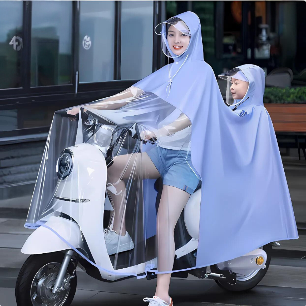 Áo mưa trong suốt Didooglt Áo Mưa Mẹ Và Bé Kèm Kính Chắn Mưa Tháo Rời Tiện Lợi