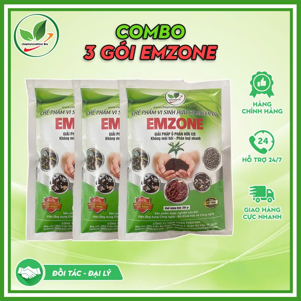 Combo 3 gói Emzone. Khử mùi hôi phân cá, ủ đậu tương và rác thải sinh hoạt. Men khử mùi.Gói 200gr