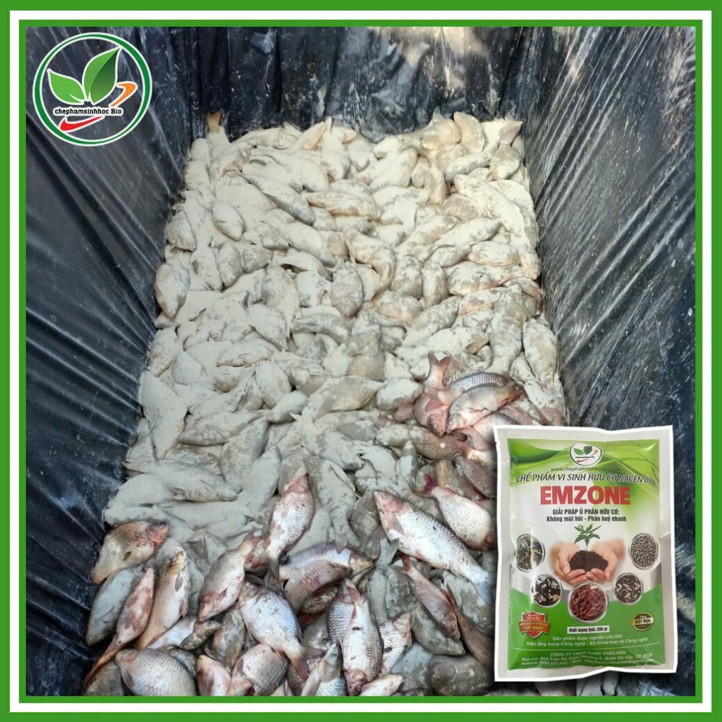 Combo 3 gói Emzone. Khử mùi hôi phân cá, ủ đậu tương và rác thải sinh hoạt. Men khử mùi.Gói 200gr
