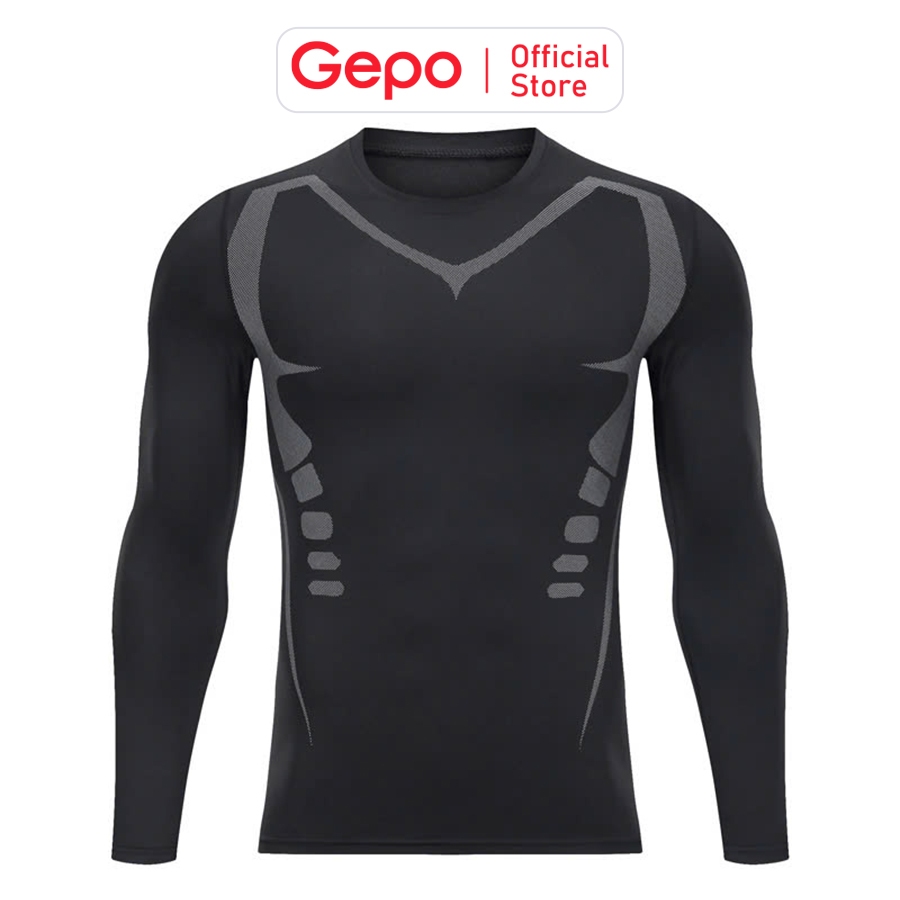 Ảnh Áo Giữ Nhiệt Áo Legging Nam Dài Tay Chuyên Tập Gym Chạy Bộ Đá Bóng GEPO 1