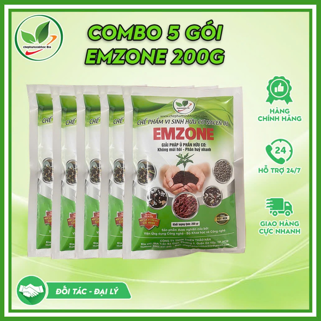 Combo 5 gói Emzone. Khử mùi hôi phân cá, ủ đậu tương và rác thải sinh hoạt. men khử mùi. Gói 200gr