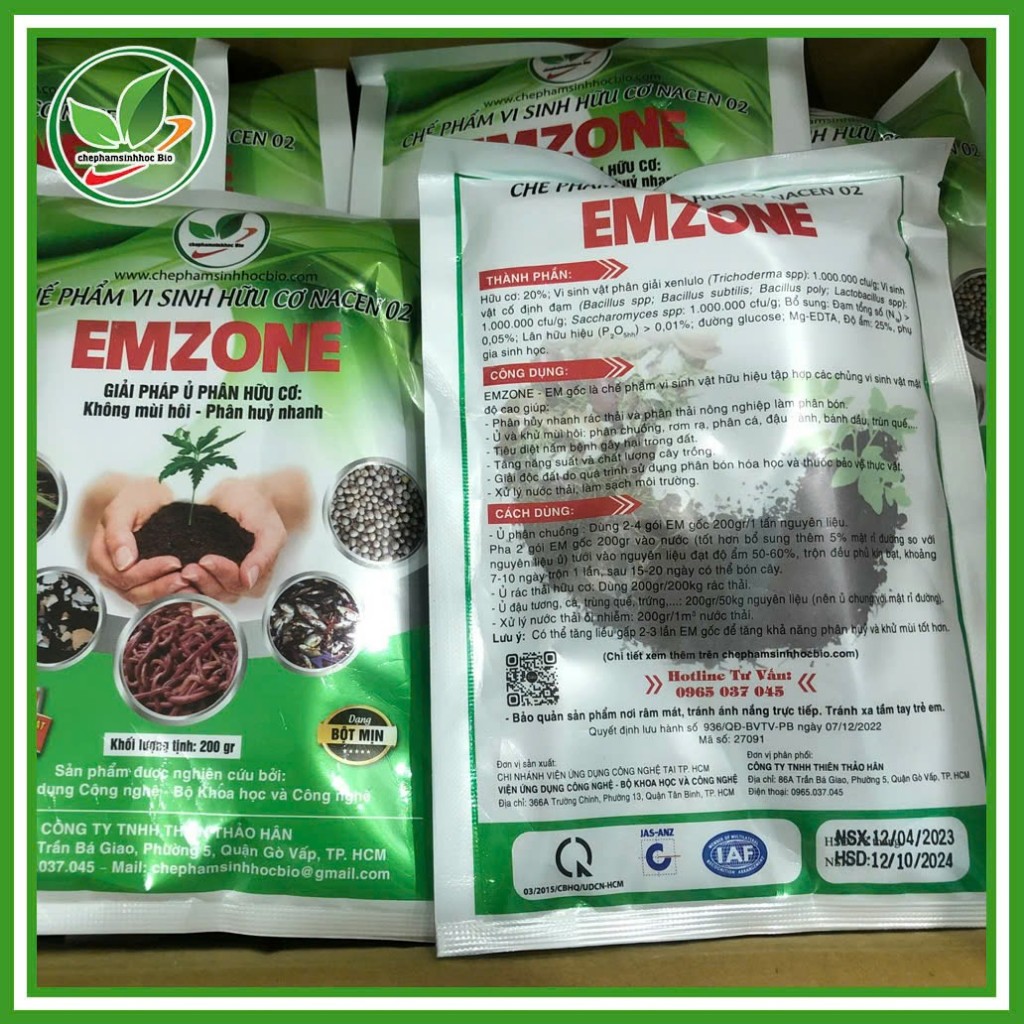 Combo 5 gói Emzone. Khử mùi hôi phân cá, ủ đậu tương và rác thải sinh hoạt. men khử mùi. Gói 200gr
