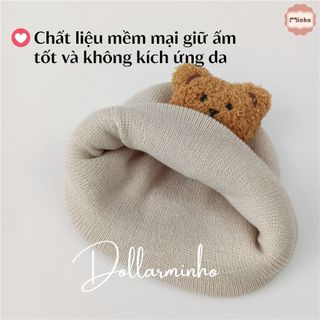 Mũ len gấu THÊU TÊN của bé từ 6 tháng đến 2 tuổi siêu xinh, nón len có đính hình gấu sẵn
