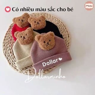 Mũ len gấu THÊU TÊN của bé từ 6 tháng đến 2 tuổi siêu xinh, nón len có đính hình gấu sẵn