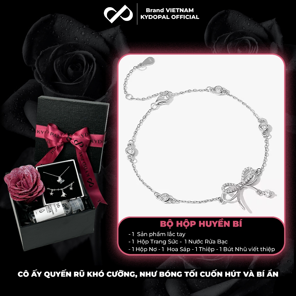 Ảnh Lắc tay bạc KYDOPAL charm nơ đính đá cá tính trang sức nữ cao cấp ý 925 - PAL9B6L7 1