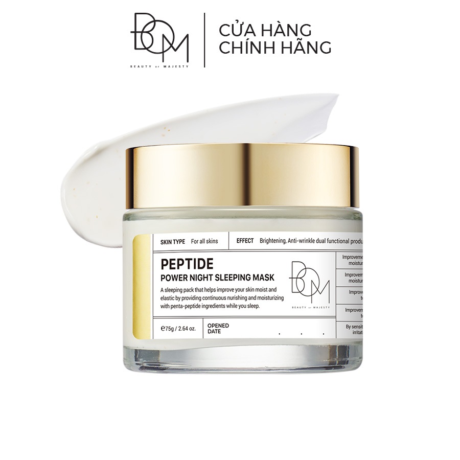 Mặt Nạ Ngủ Ban Đêm Làm Sáng, Làm Mờ Nếp Nhăn BOM Peptide Power Night Sleeping Mask - 75g