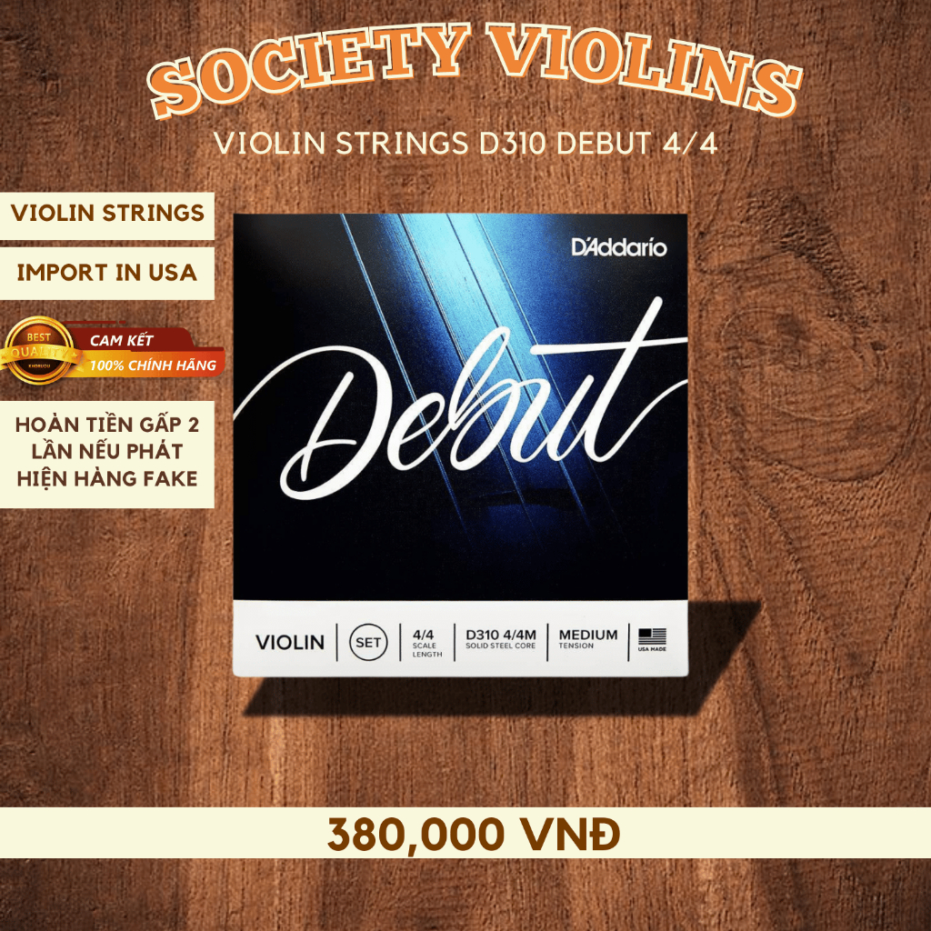 Chính hãng Dây đàn violin D'Addario Debut D310 4/4 Strings nhập khẩu mỹ