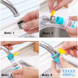 Dụng cụ gắn vòi nước giúp lọc sạch cặn bẩn, Đầu lọc vòi nước 1 tầng/ 6 tầng co giãn xoay 360 độ giúp tránh văng nước