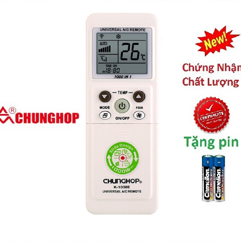 tay điều khiển remote từ xa điều hòa đa năng K-1038E-kèm pin-tay đầu bấm điều hòa đa năng K-1038E
