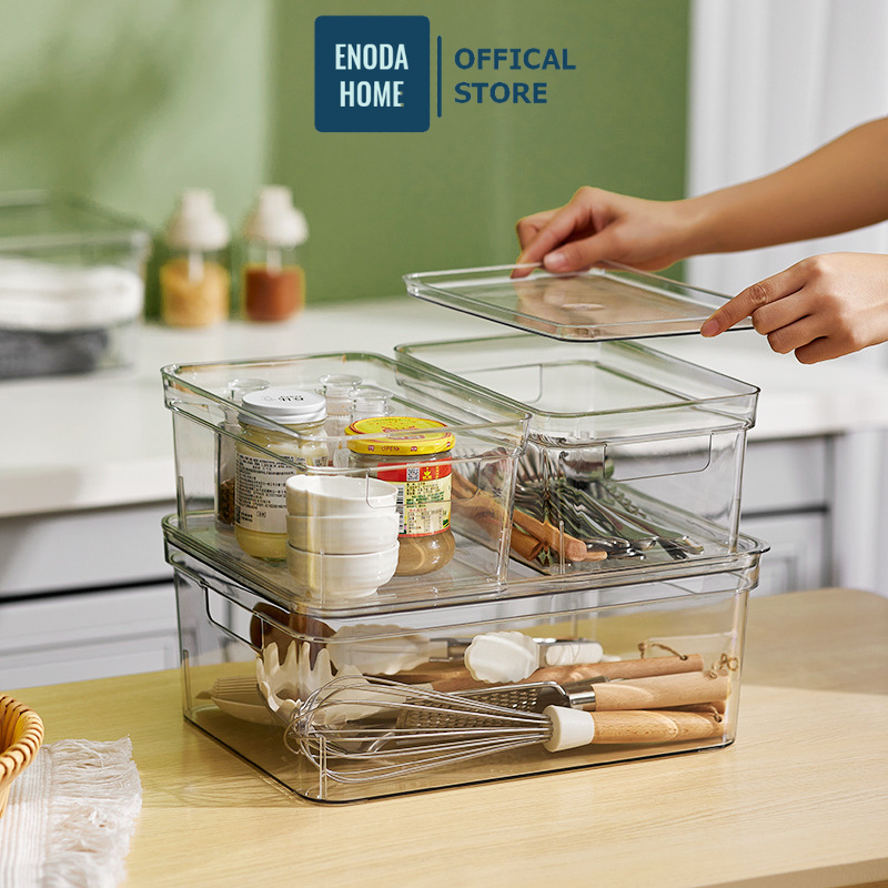Hộp Đựng Đồ ENODA HOME Trong Suốt, Hộp Nhựa Có Nắp Đựng Đồ Đa Năng Nhựa Trong Suốt Cao Cấp Q052
