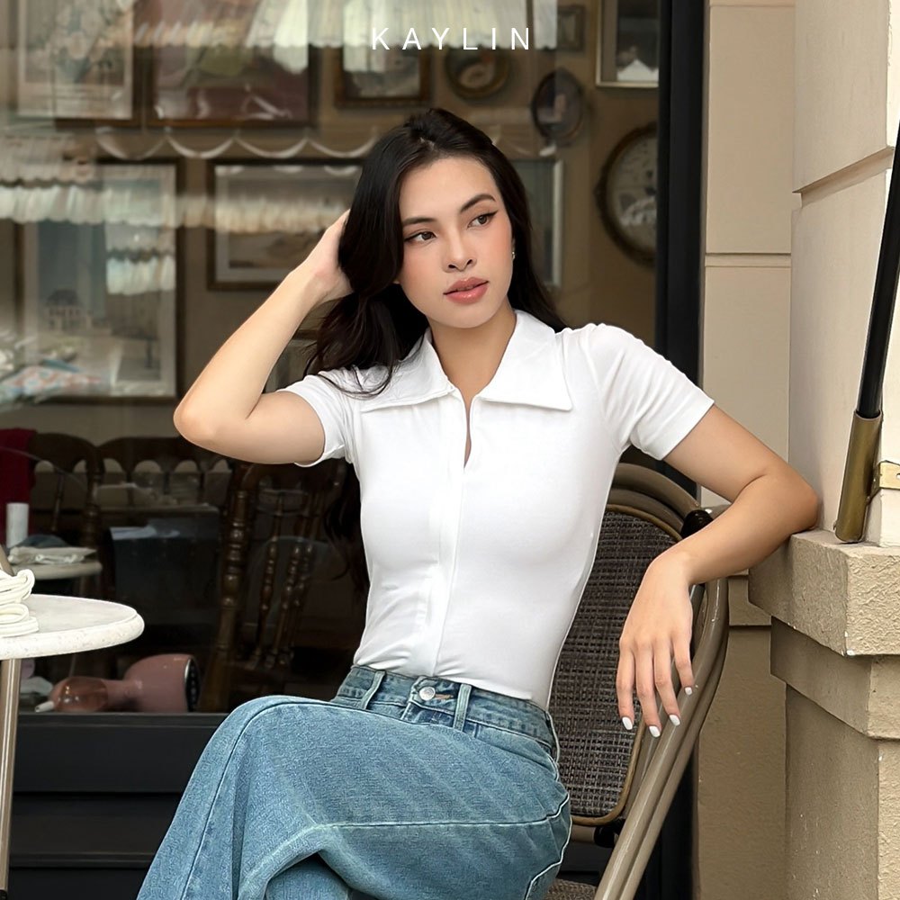 Ảnh Áo thun POLO KAYLIN phối khóa kéo chất vải thun co giản phong cách thanh lịch - N2220 2