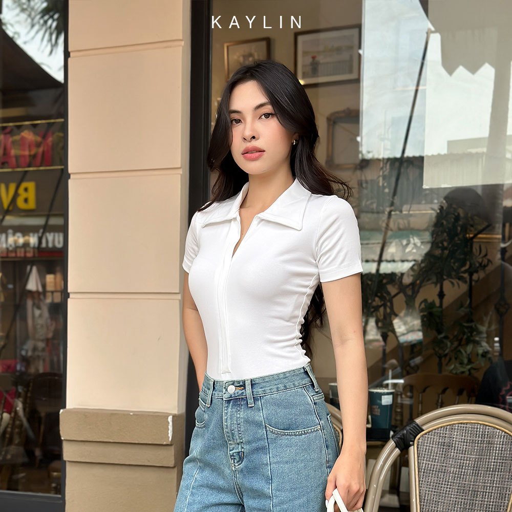 Ảnh Áo thun POLO KAYLIN phối khóa kéo chất vải thun co giản phong cách thanh lịch - N2220 4