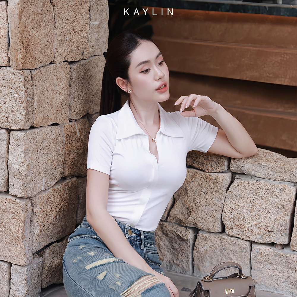 Ảnh Áo thun POLO KAYLIN phối khóa kéo chất vải thun co giản phong cách thanh lịch - N2220 1