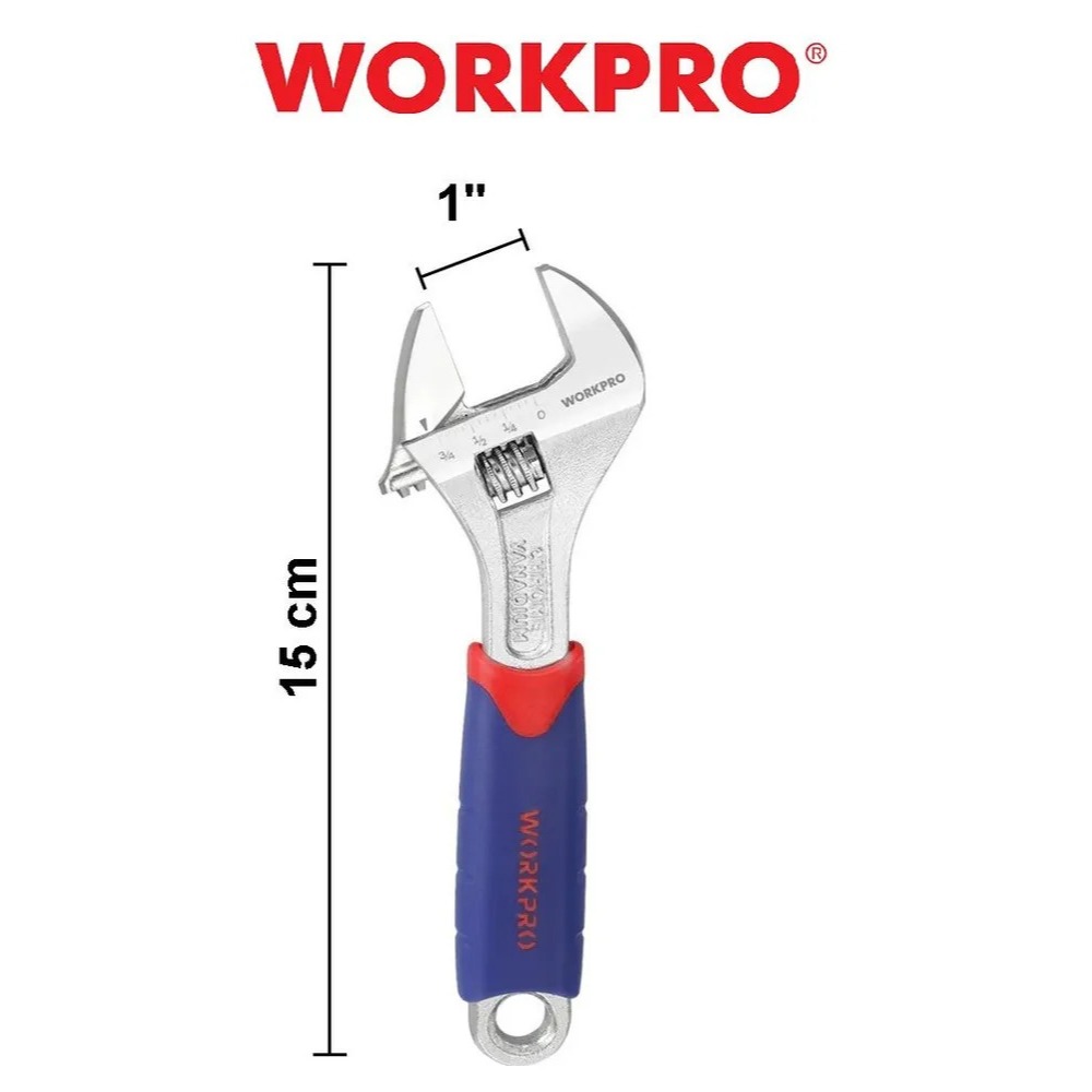 Mỏ lết (cờ lê) có điều chỉnh WORKPRO WP272010 WP272011 WP272012 WP272013 thép Cr-V cao cấp 150-200-250-300mm(6-8-10-12")