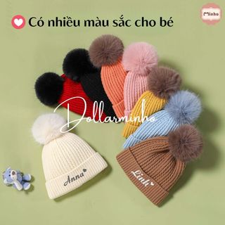 Mũ Len Hoa Tú Cầu Thêu Tên Cho Bé 1 Tuổi Đến 4 Tuổi Chất Liệu Len Acrylic Mềm Mại Dollar Minho
