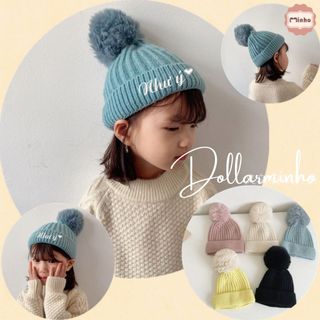 Mũ Len Hoa Tú Cầu Thêu Tên Cho Bé 1 Tuổi Đến 4 Tuổi Chất Liệu Len Acrylic Mềm Mại Dollar Minho