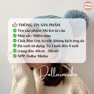 Mũ Len Hoa Tú Cầu Thêu Tên Cho Bé 1 Tuổi Đến 4 Tuổi Chất Liệu Len Acrylic Mềm Mại Dollar Minho