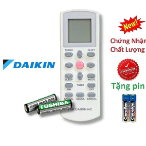 tay điều khiển remote từ xa điều hoà daikin 9 nút đỏ giữa-kèm pin