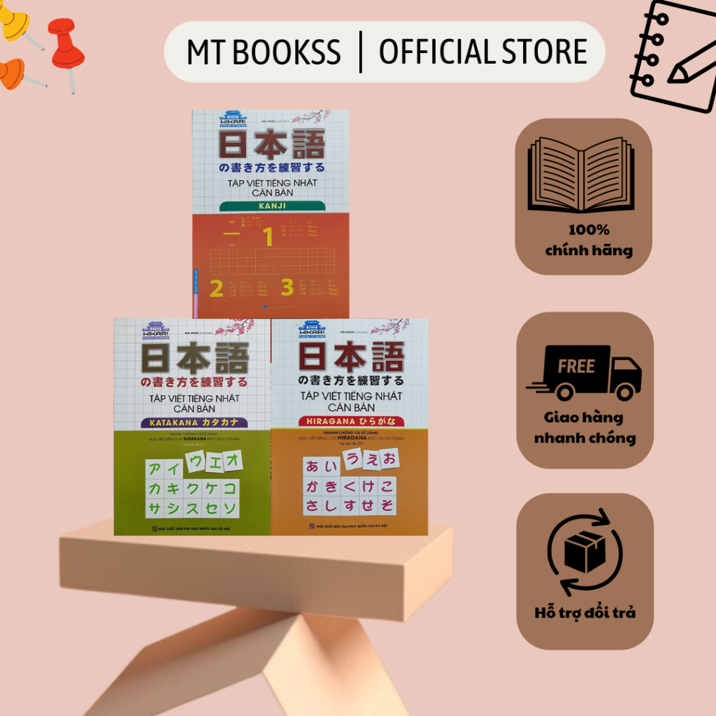 Sách - Combo 3 Cuốn Tập Viết Tiếng Nhật Căn Bản Hiragana + Katakana + Kanji