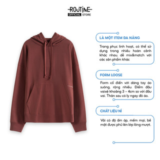 Áo Hoodie Unisex Tay Dài Có Túi Mũ In Hình Form Loose - Routine 10F24HODU001