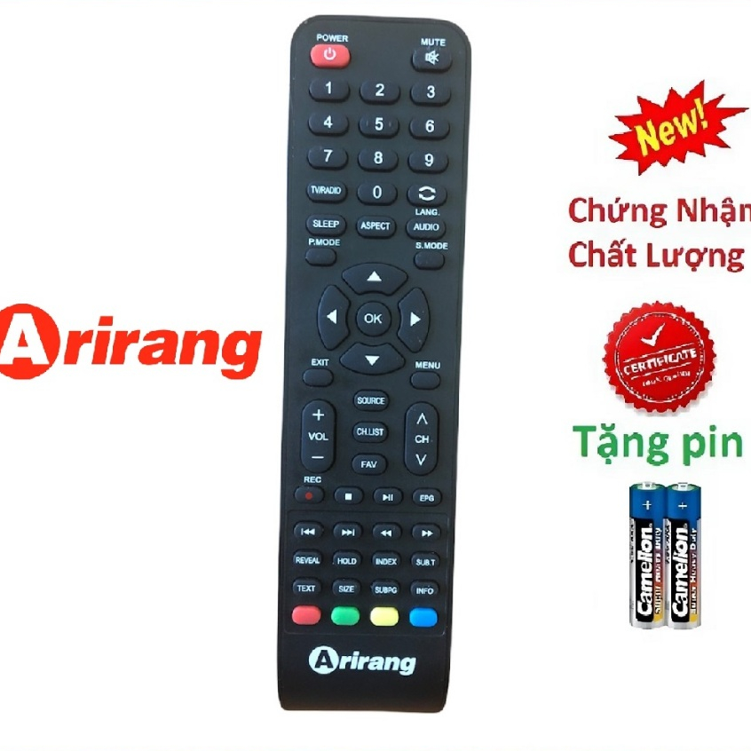 tay điều Khiển remote từ xa tivi Arirang Chính hãng-kèm pin-tay đầu bấm tivi Ariang chính hãng