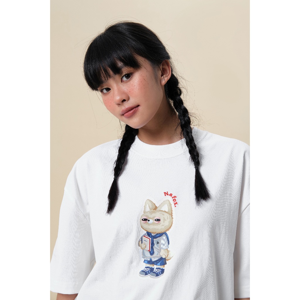 Ảnh Áo thun Form rộng NOAM Nafox Naive Unisex 100% Cotton - Màu đen/trắng 4