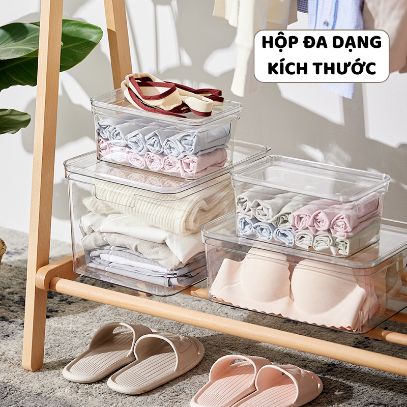 Hộp Đựng Đồ ENODA HOME Trong Suốt, Hộp Nhựa Có Nắp Đựng Đồ Đa Năng Nhựa Trong Suốt Cao Cấp Q052